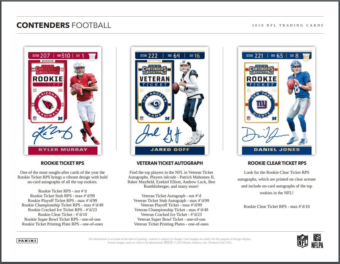 2019 Panini Contenders Football Hobby 12 Box (Case)