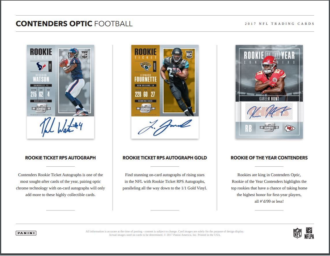 2017 Panini Contenders Optic Football Hobby (Box)