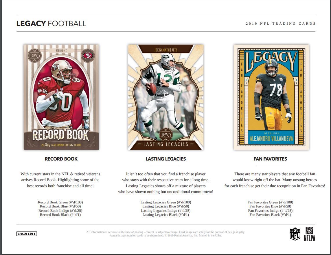 2019 Panini Legacy Football Hobby (Box)