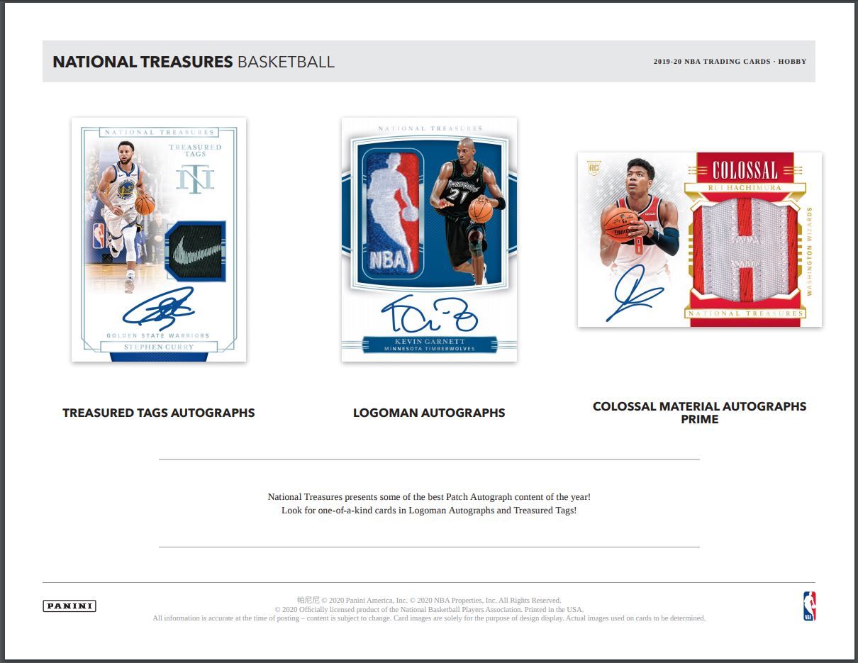 2019-20 Panini National Treasures Basketball Hobby (Box)