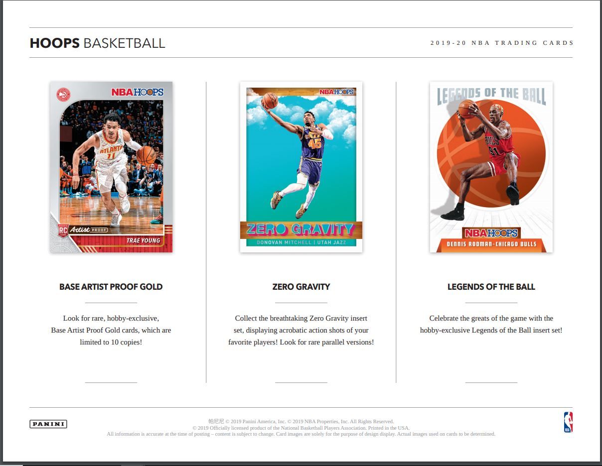 2019-20 Panini Hoops Basketball Hobby 20 Box (Case)