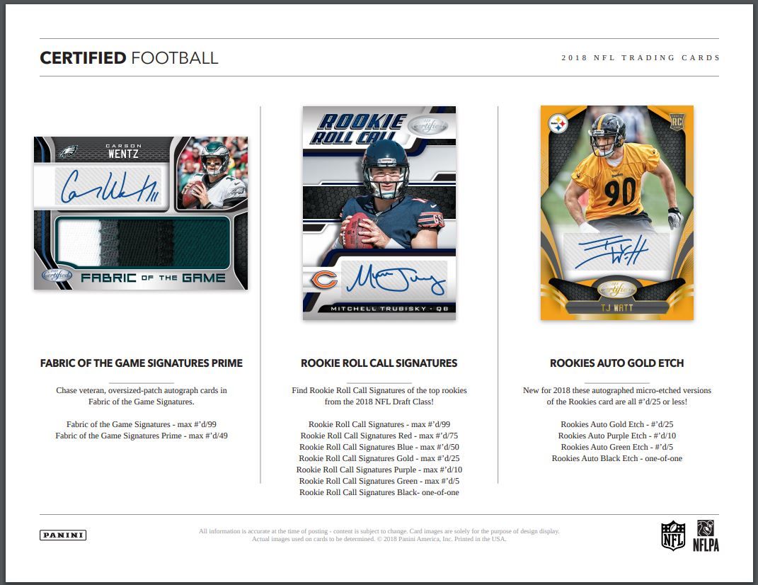 2018 Panini Certified Football Hobby 24 Box (Case)