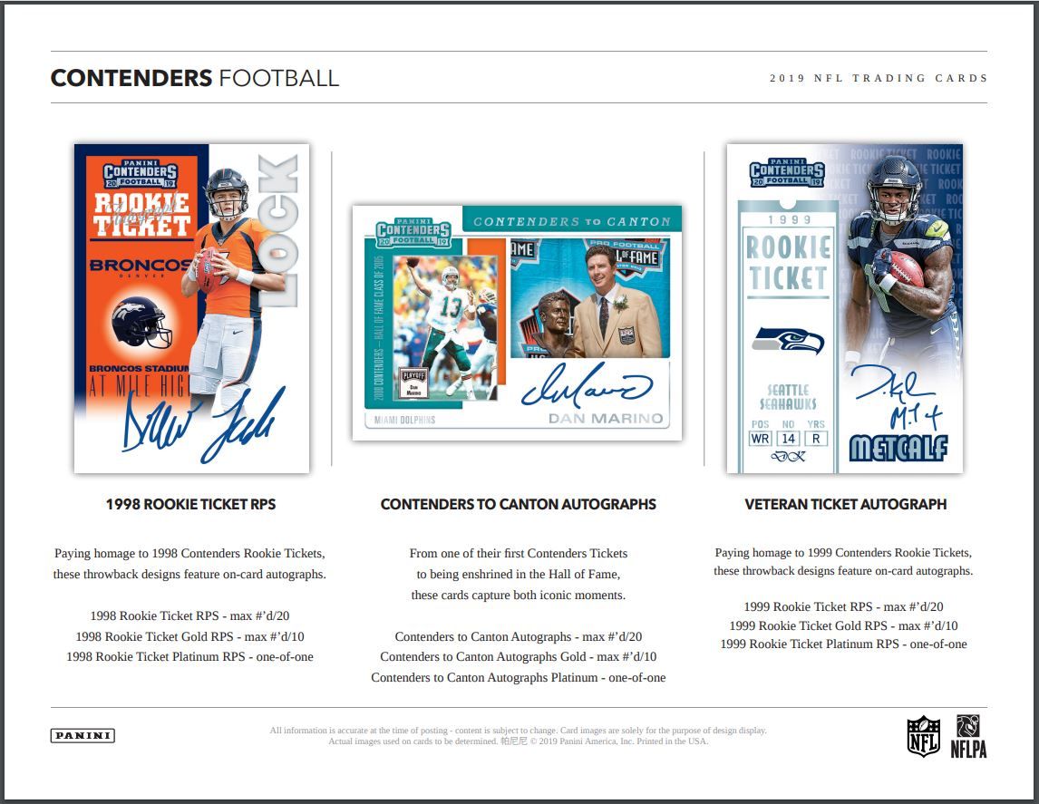 2019 Panini Contenders Football Hobby (Box)