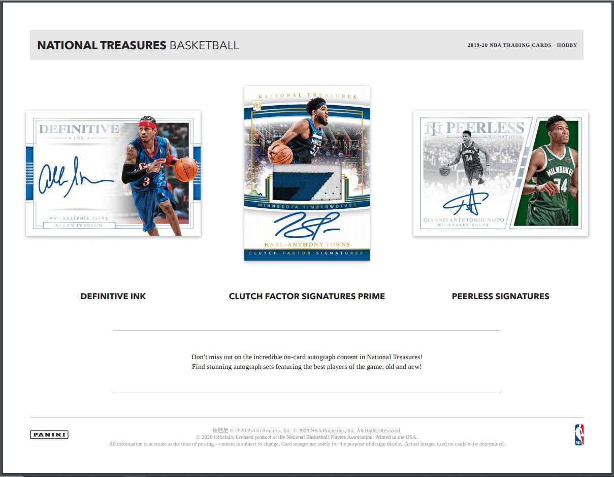 2019-20 Panini National Treasures Basketball Hobby 4 Box (Case)