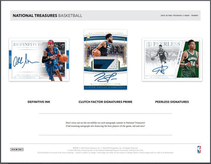 2019-20 Panini National Treasures Basketball Hobby 4 Box (Case)