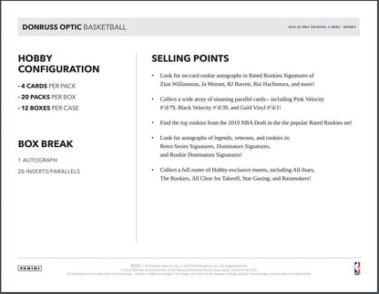 2019-20 Panini Donruss Optic Basketball Hobby (Box)
