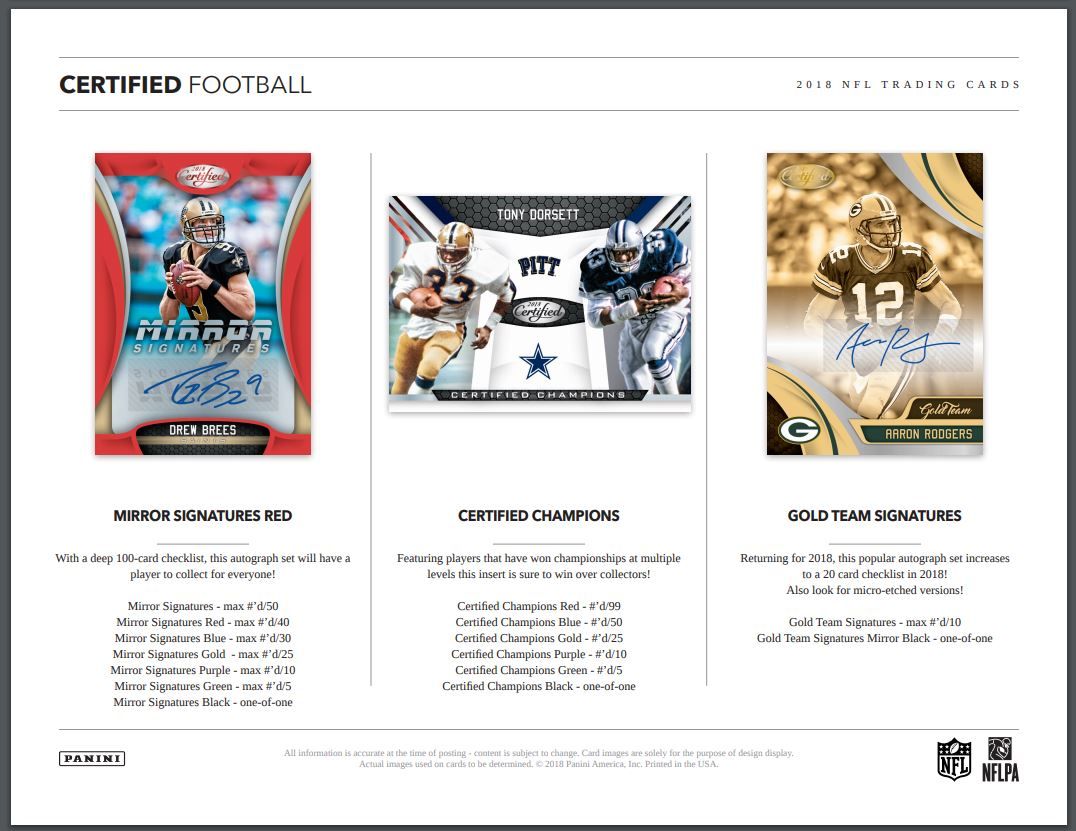 2018 Panini Certified Football Hobby 24 Box (Case)