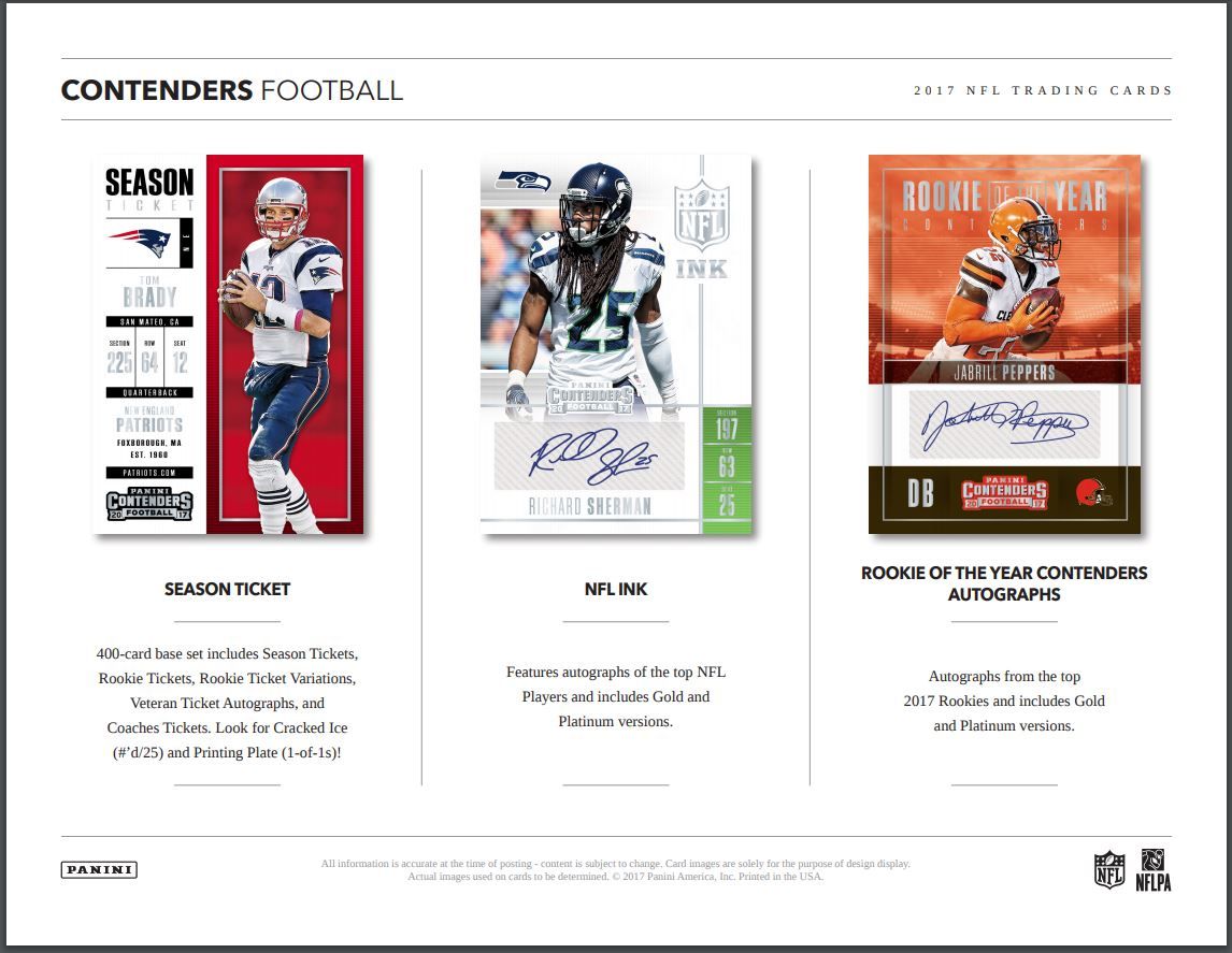 2017 Panini Contenders Football Hobby 12 Box (Case)