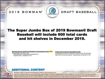 2019 Bowman Draft Baseball Super Jumbo (Box)