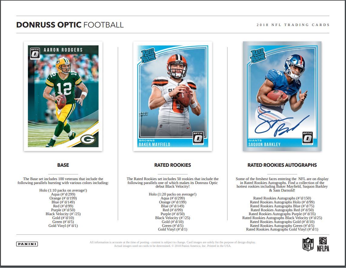 2018 Panini Donruss Optic Football Hobby (Box)