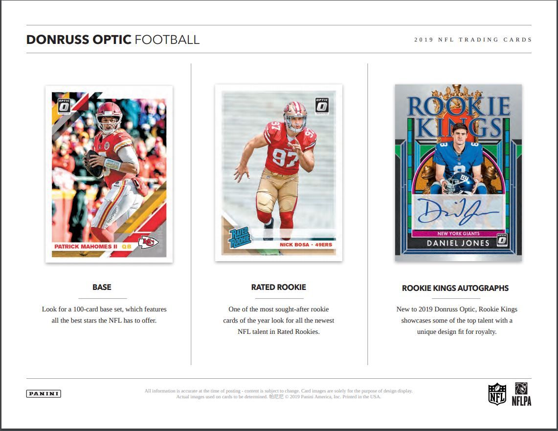 2019 Panini Donruss Optic Football Hobby 12 Box (Case)