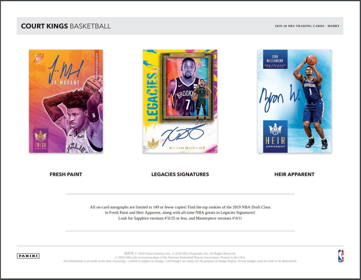 2019-20 Panini Court Kings Basketball Hobby (Box)