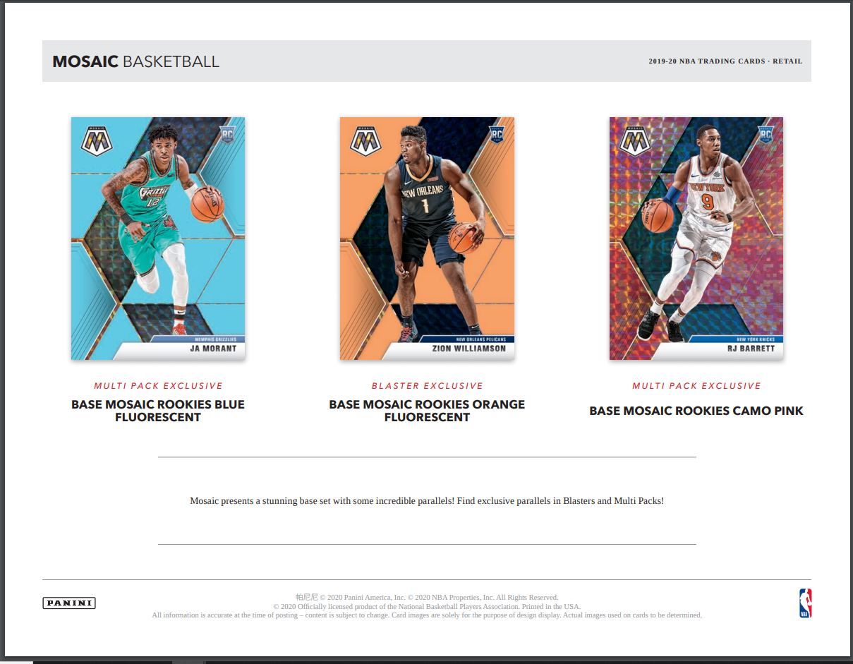 2019-20 Panini Mosaic Basketball Blaster (Box)