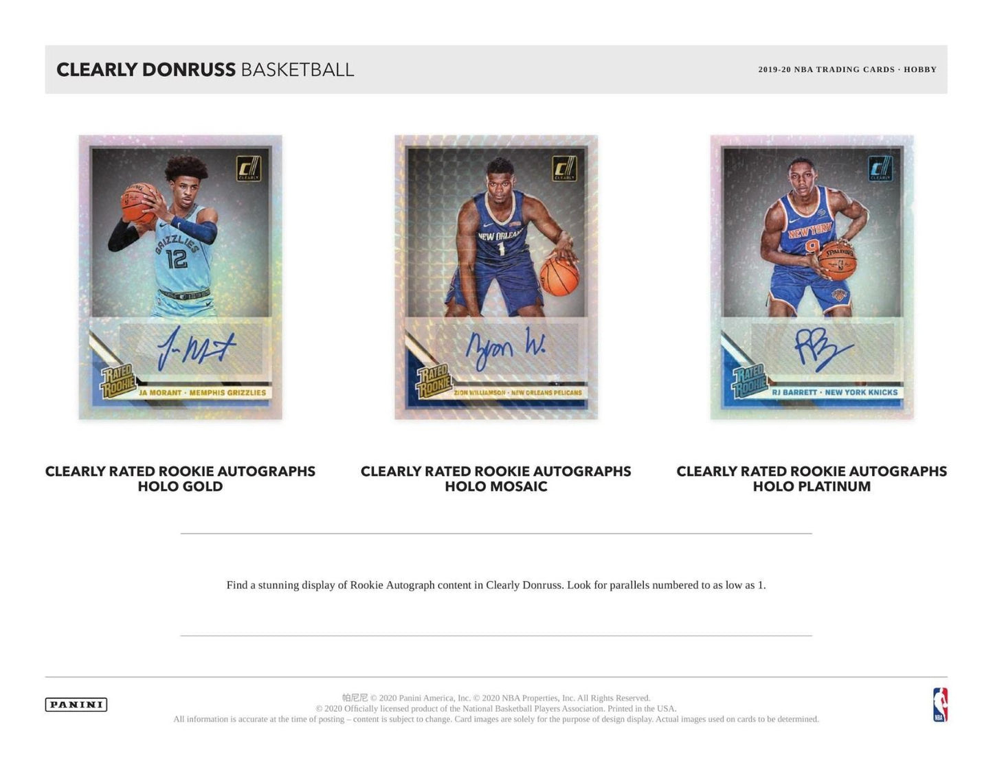 2019-20 Panini Clearly Donruss Basketball Hobby 12 Box (Case)