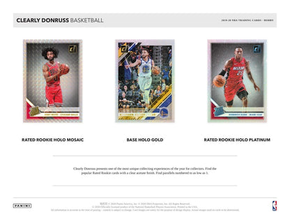 2019-20 Panini Clearly Donruss Basketball Hobby 12 Box (Case)