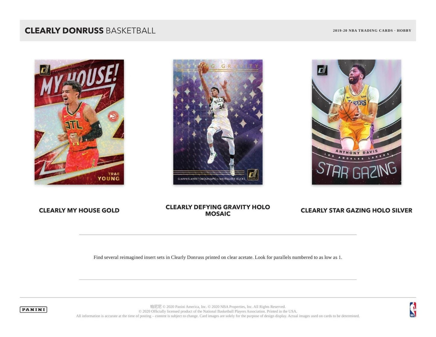 2019-20 Panini Clearly Donruss Basketball Hobby 12 Box (Case)