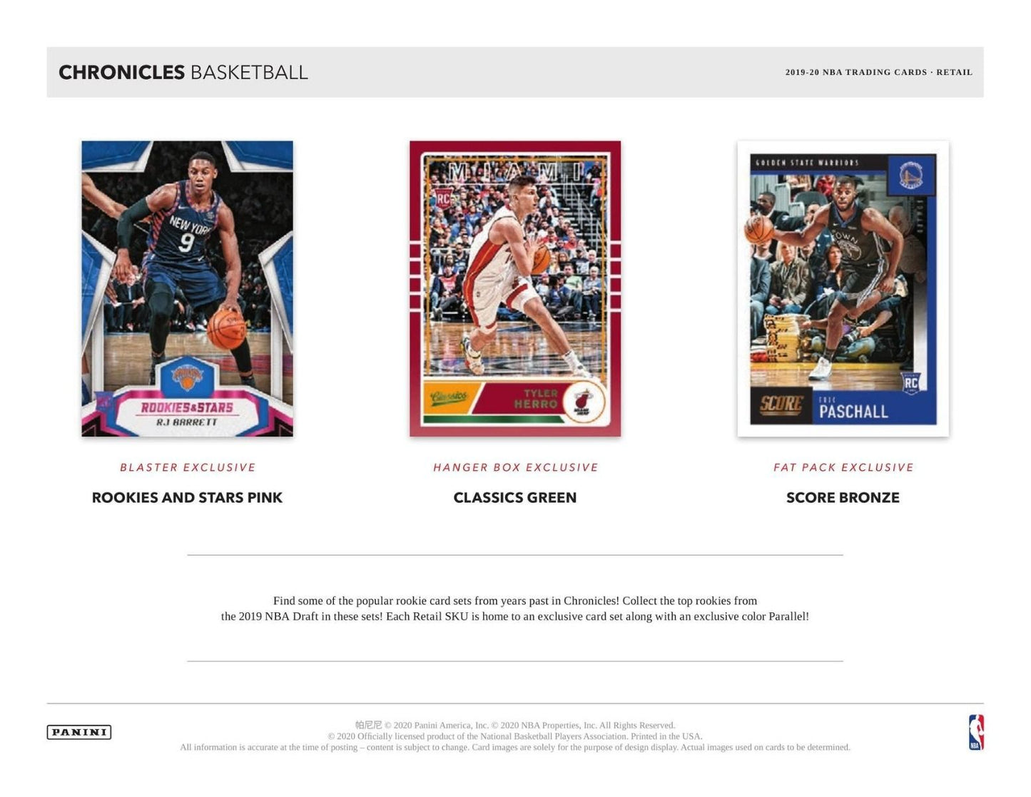 2019-20 Panini Chronicles Basketball Fat Pack Cello 12 Box (Case)