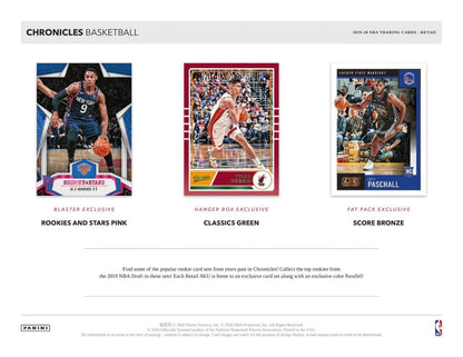 2019-20 Panini Chronicles Basketball Fat Pack Cello 12 Box (Case)