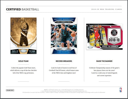 2019-20 Panini Certified Basketball Hobby 12 Box (Case)