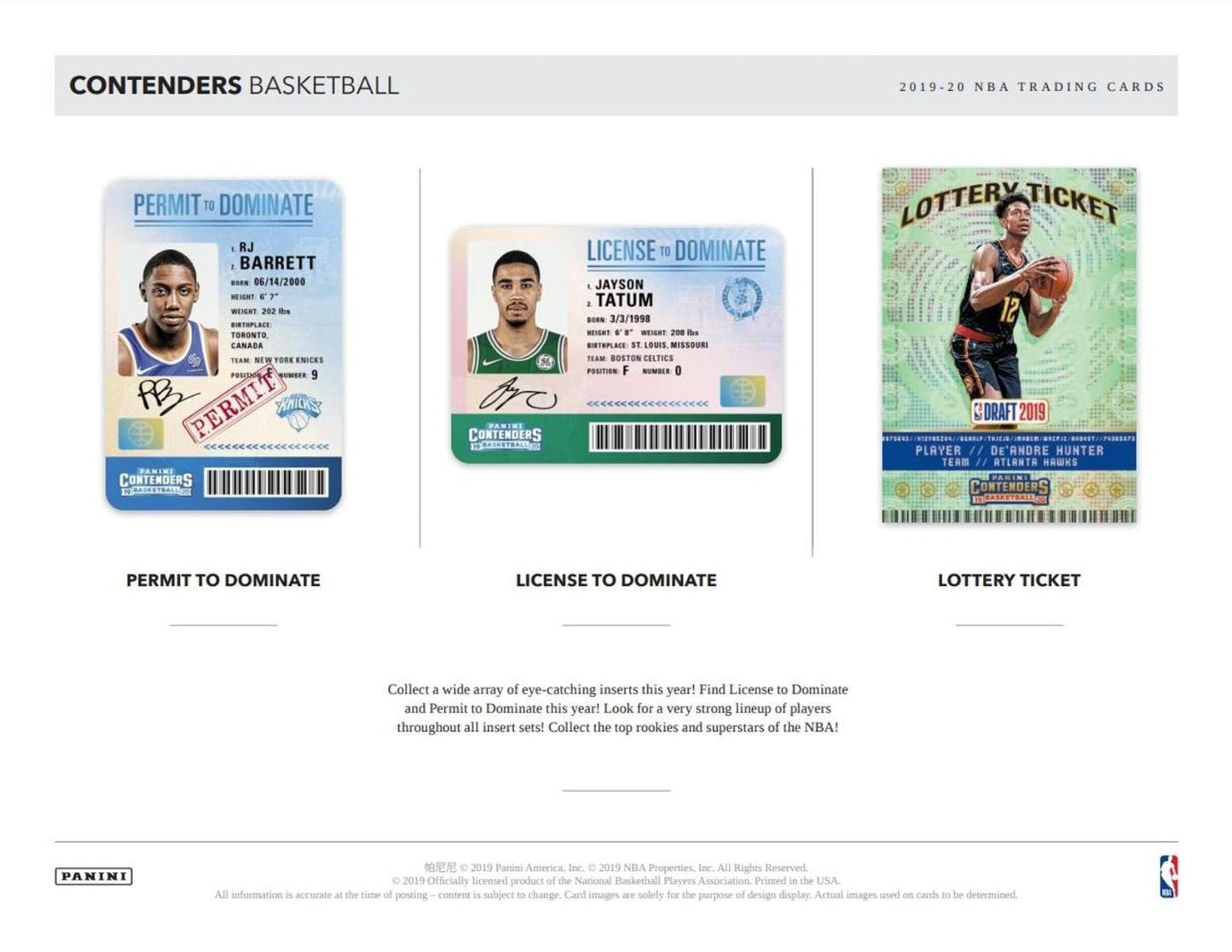 2019-20 Panini Contenders Basketball Hobby (Box)