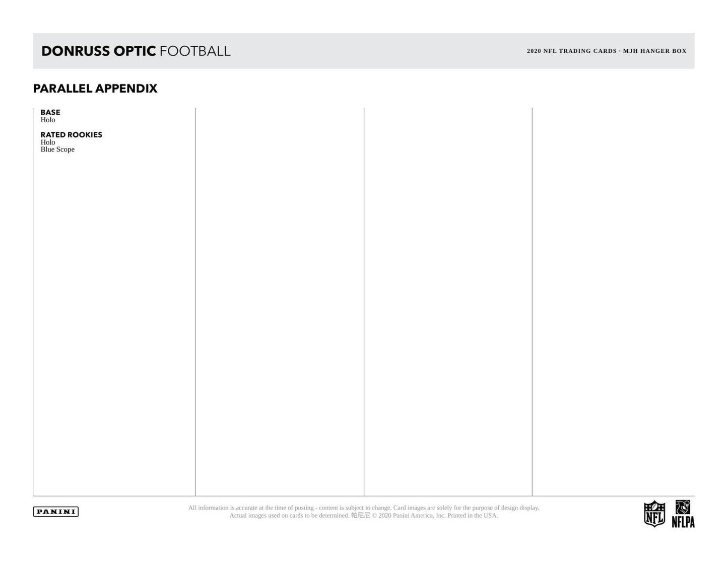 2020 Panini Donruss Optic Football Hanger (Box)