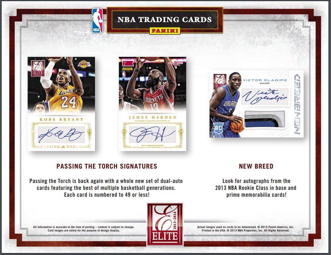 2013-14 Panini Elite Basketball Hobby 12 Box (Case)