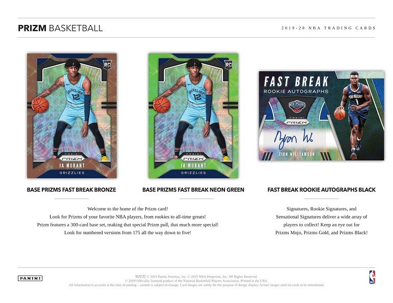 2019-20 Panini Prizm Basketball Fast Break (Box)