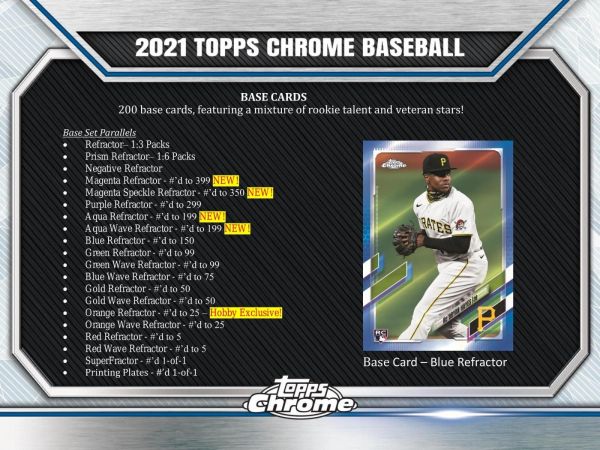 2021 Topps Chrome Baseball Hobby 12 Box (Case)