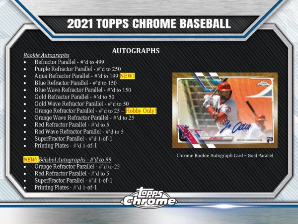 2021 Topps Chrome Baseball Hobby 12 Box (Case)