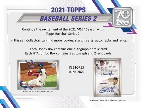 2021 Topps Series 2 Baseball Jumbo 6 Box (Case)