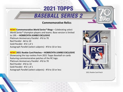 2021 Topps Series 2 Baseball Jumbo 6 Box (Case)