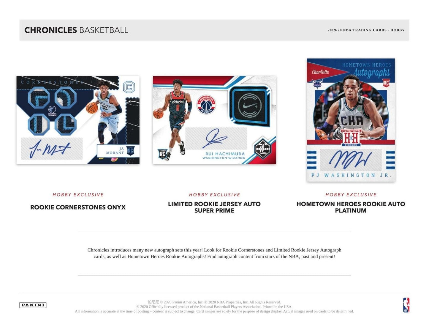 2019-20 Panini Chronicles Basketball Hobby 12 Box (Case)