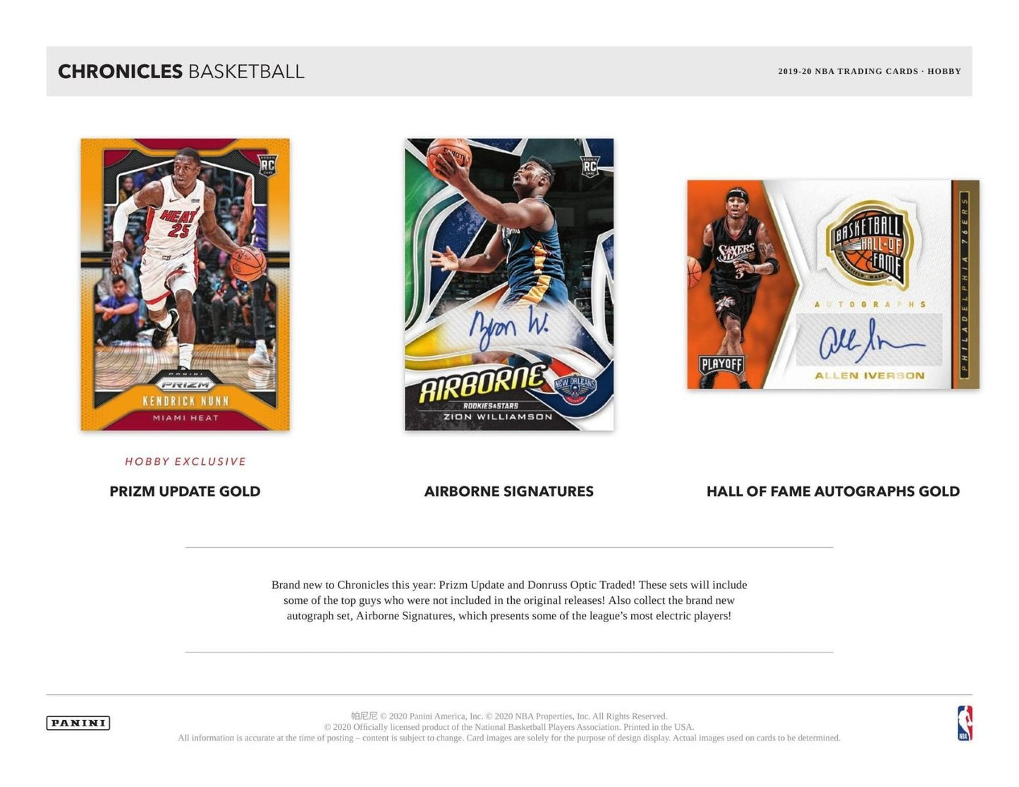 2019-20 Panini Chronicles Basketball Hobby 12 Box (Case)